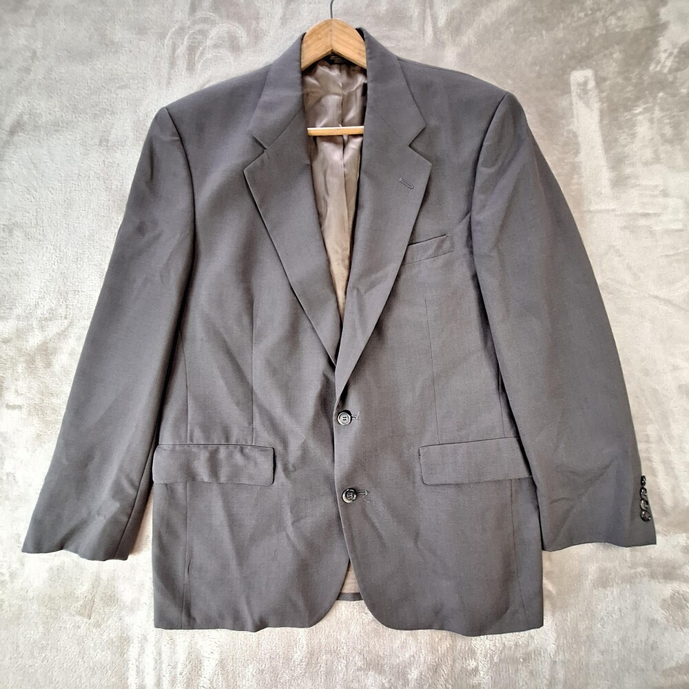 Vintage Palm Beach Blazer Mens 42 Gray Two Button Notch Lapel Belk USA Jacket